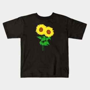 Sunflower Duo (Black Background) Kids T-Shirt